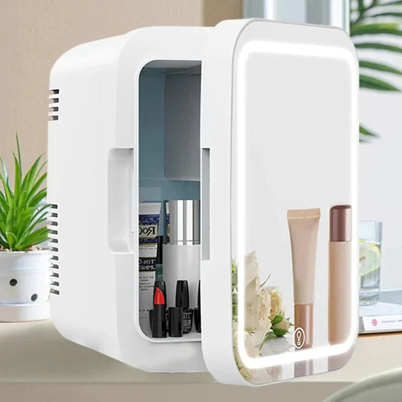 4L Mini Beauty Fridge – Skincare & Makeup Refrigerator with Mirror Door